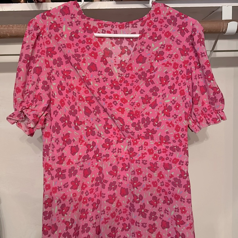 Midi pink floral dress